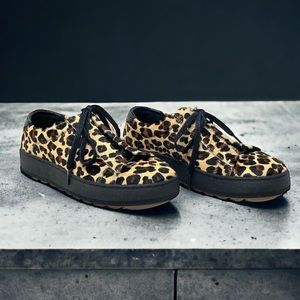 CREAM by DSW Leopard Calf Hair Platform Lace Up Sneakers Size 39/8